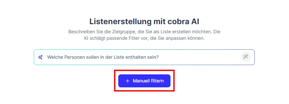 People Liste KI erstellen manuell filtern