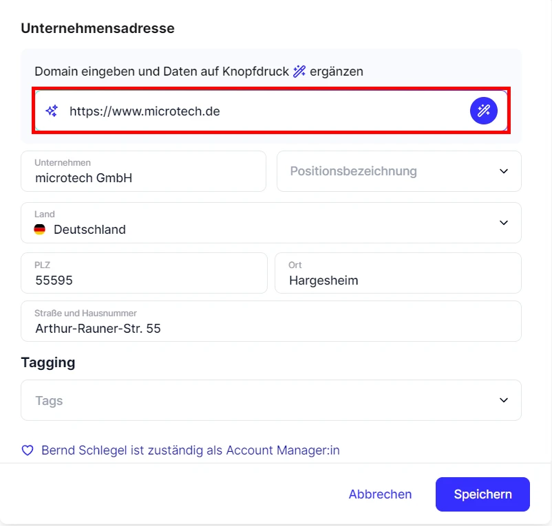 People cobra AI Unternehmen URL Adresse finden
