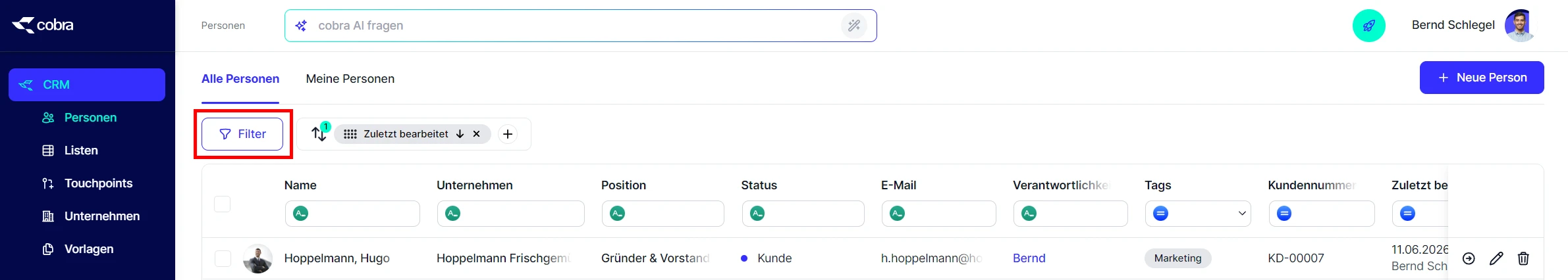CRM Cloud Filter