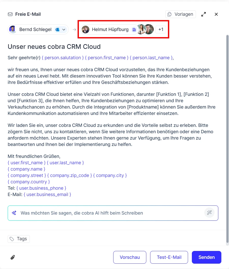 People Liste E-Mail Verfassen