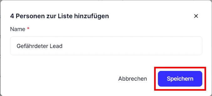 People Liste neue Liste erstellen Namen festlegen