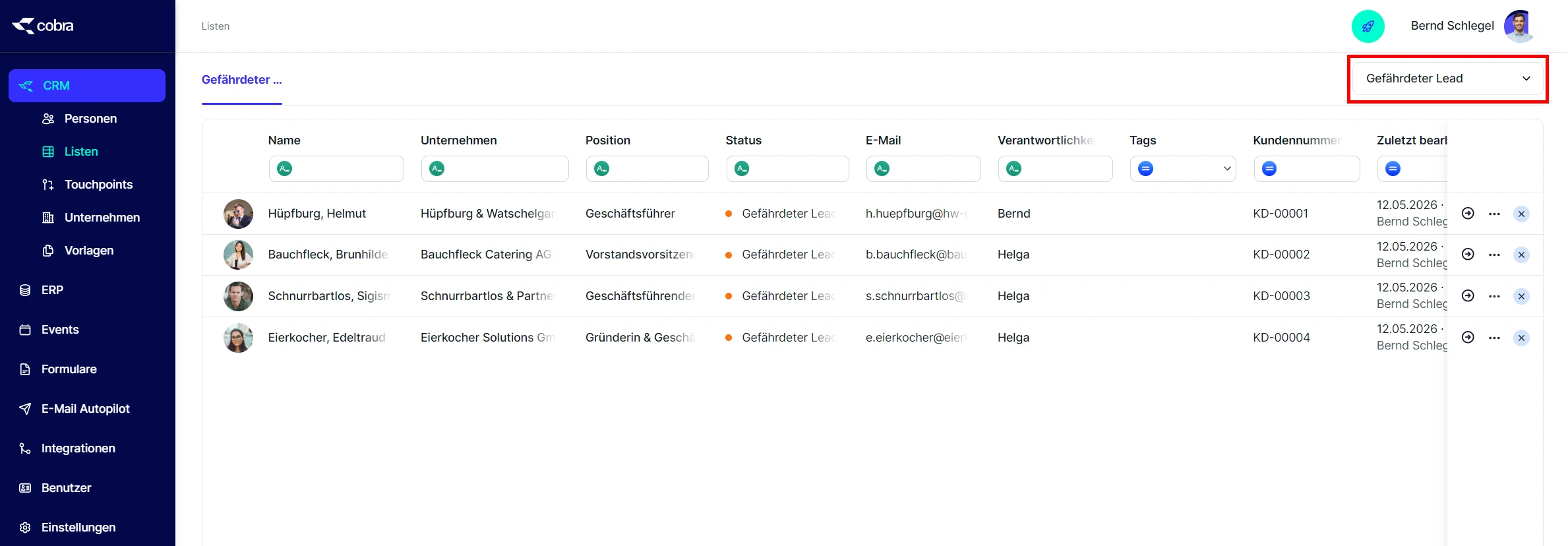 People Liste neue Liste Uebersicht