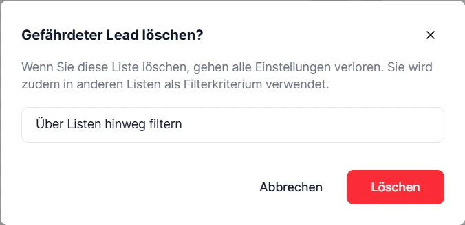 CRM Cloud Liste loeschen Verwendungen