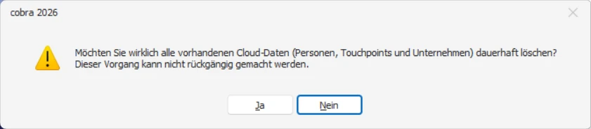 CRM Cloud cobra One Cloud CRM Cloud Migrations-Assistent Datenmigration CRM Cloud loeschen bestaetigen