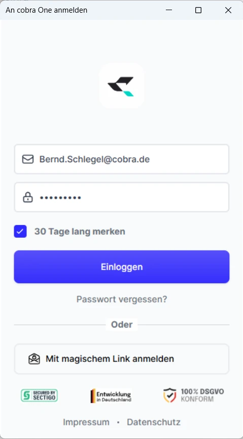 CRM Cloud cobra One Login Anmelden Cloud