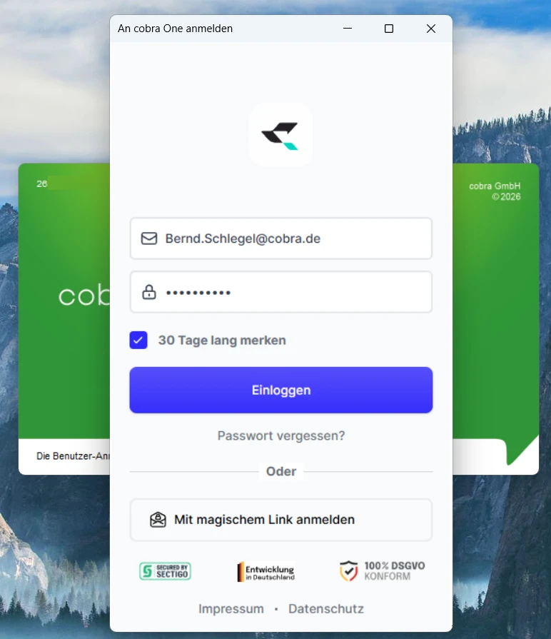 CRM Cloud cobra One Login Anmelden Cloud Neustart