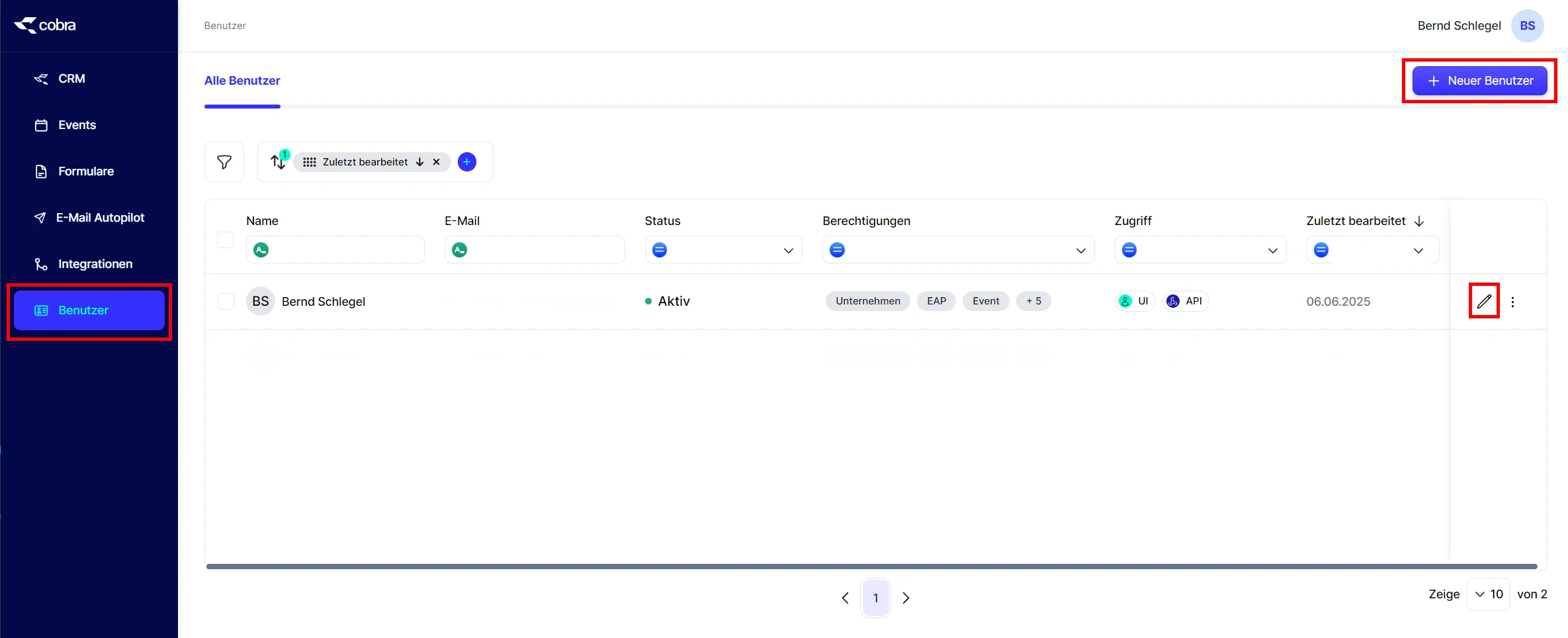 People Benutzer Verwalten neu bearbeiten