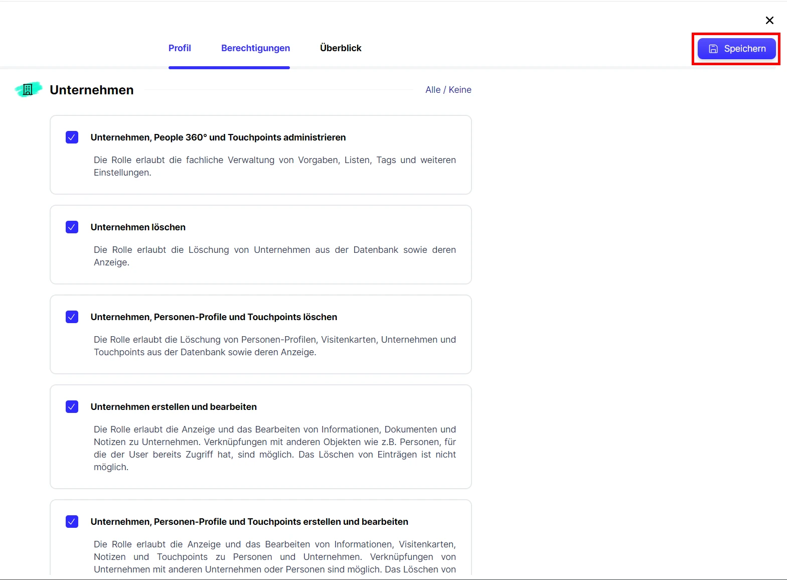 People Unternehmen Benutzer Berechtigungen