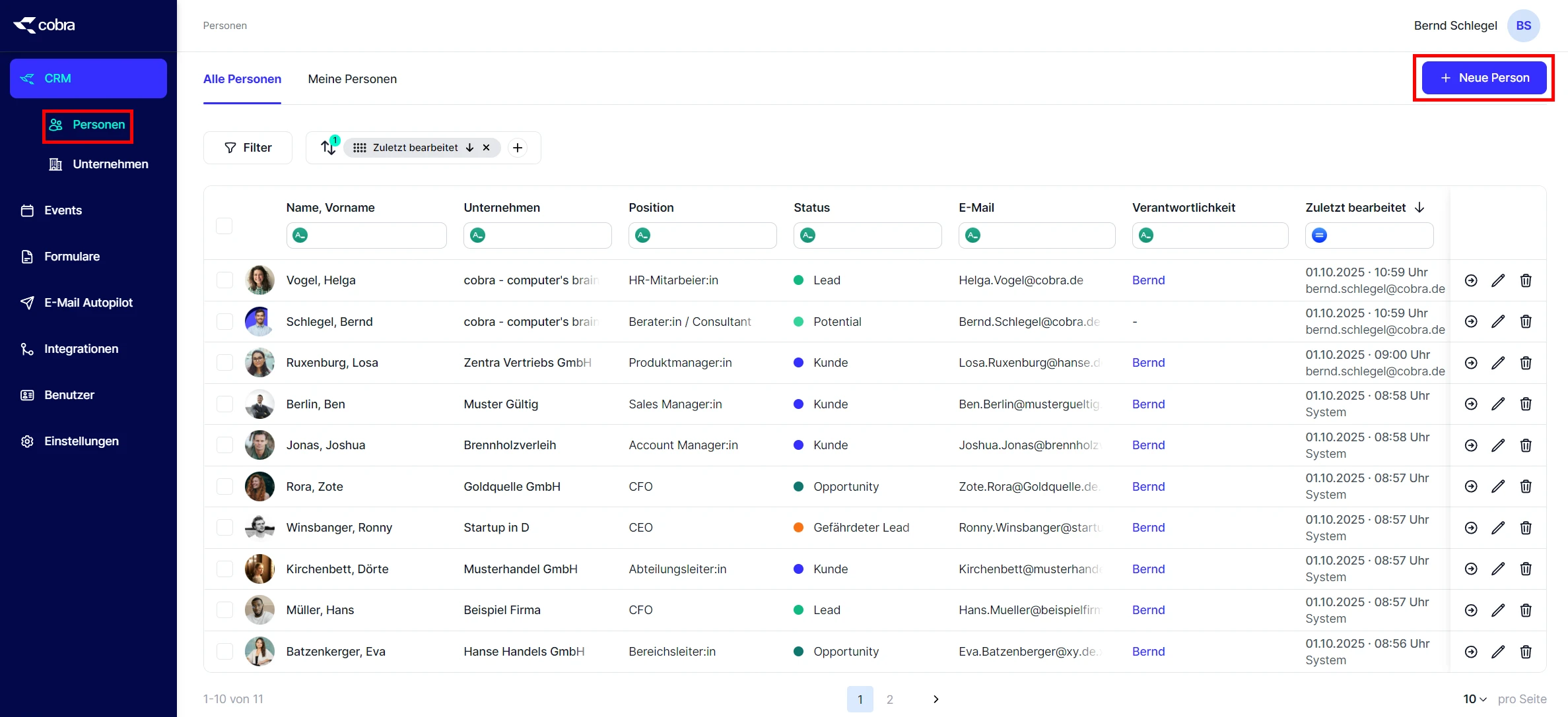 People neue Person anlegen