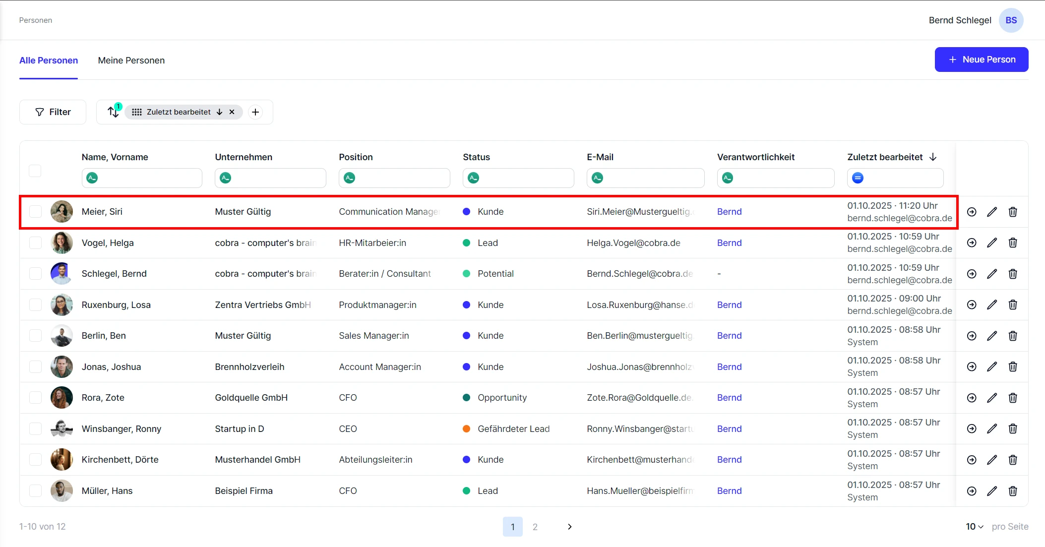 People neue Person angelegt