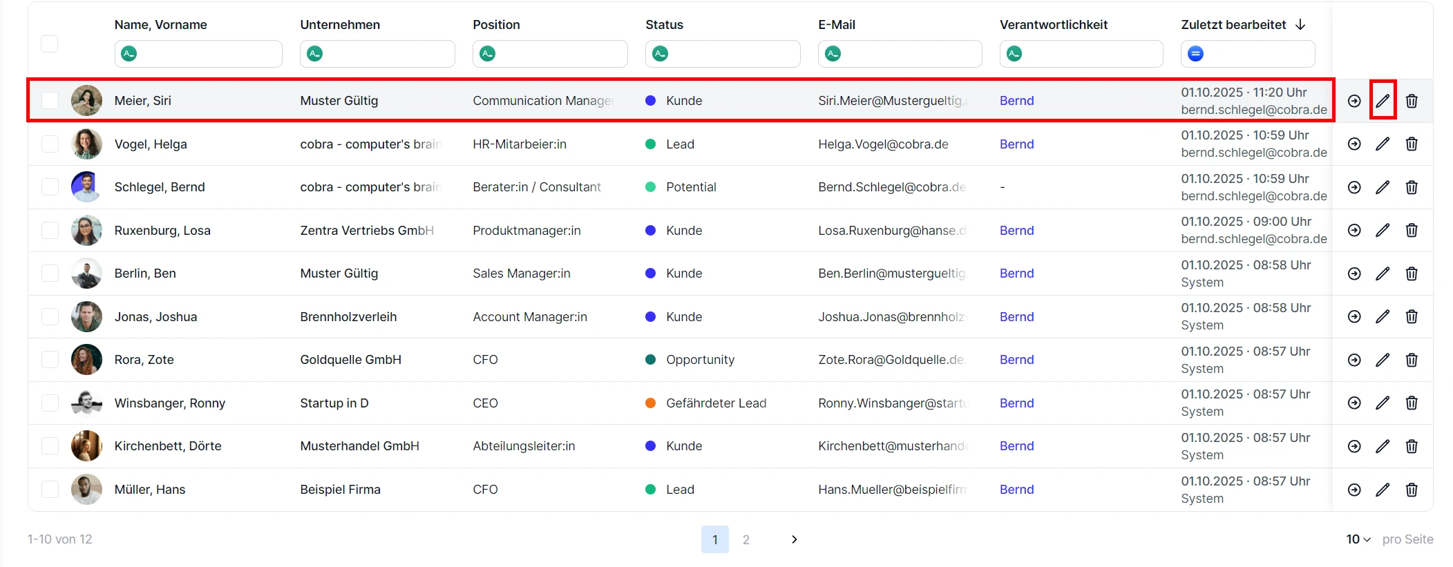 People neue Person Detailformular aufrufen
