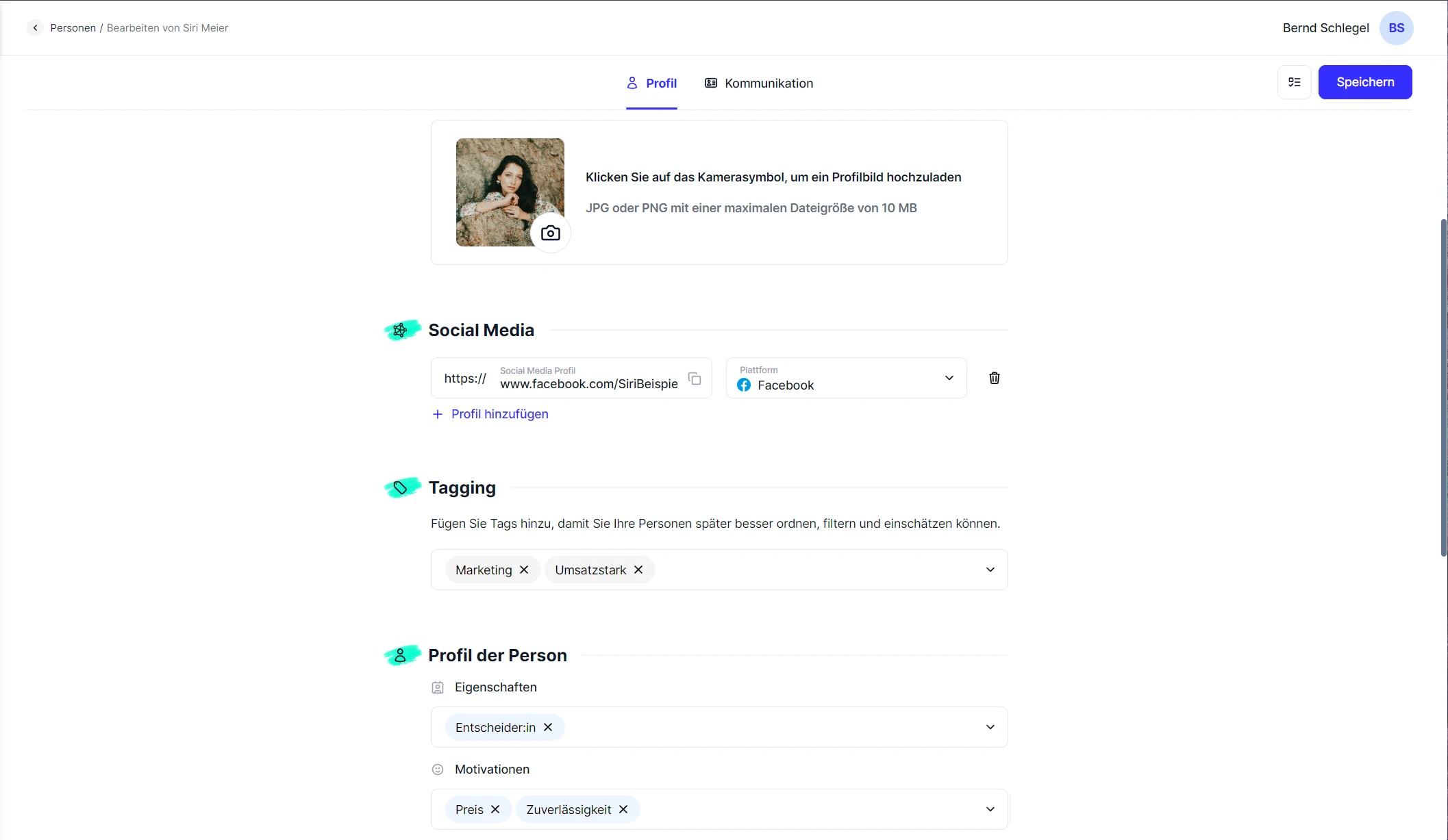 People neue Person Detailformular Profil