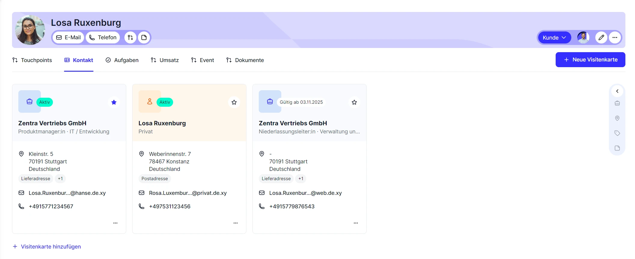 People Visitenkarten Beispiel