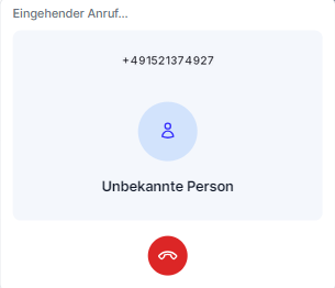 CRM Cloud Telefonie eingehender Anruf unbekannte Person