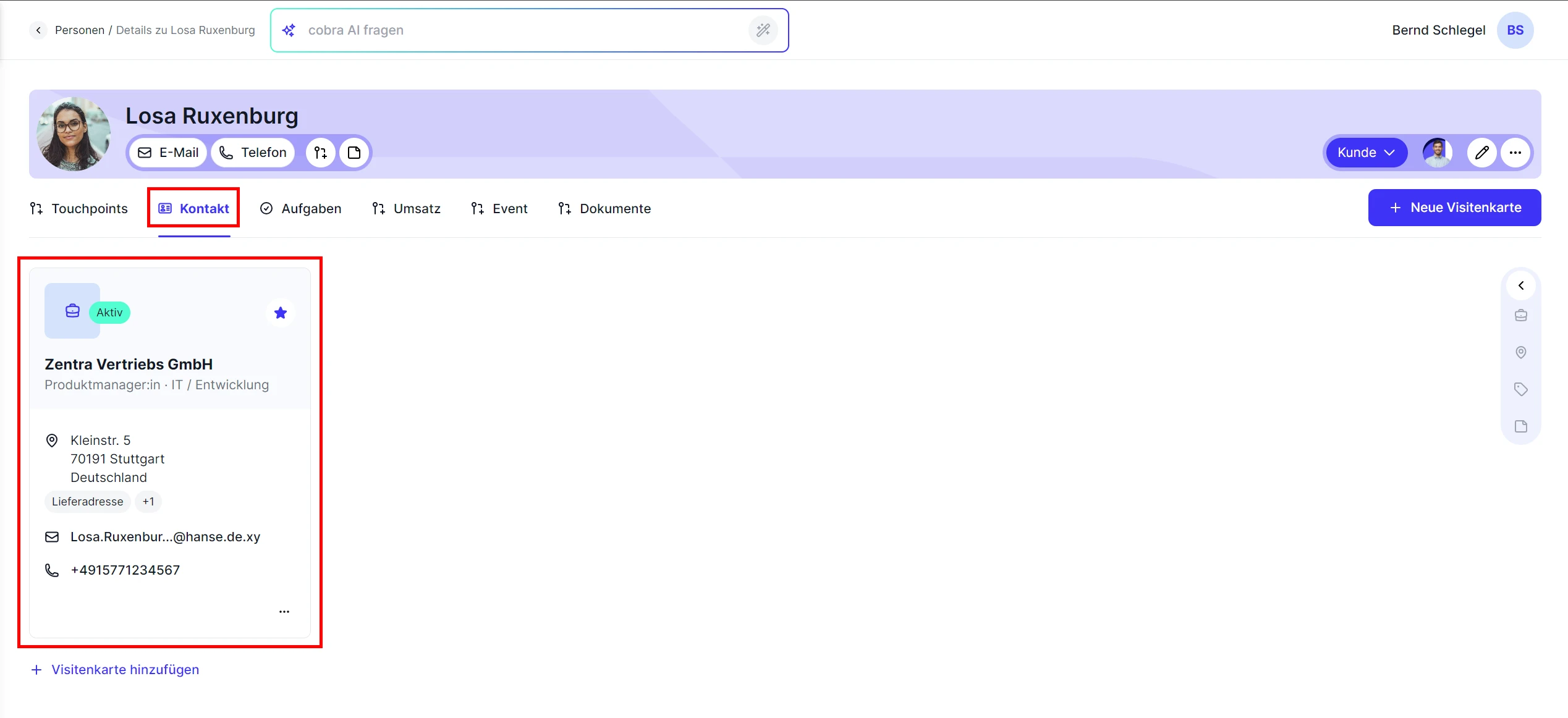 People Visitenkarte Beispiel