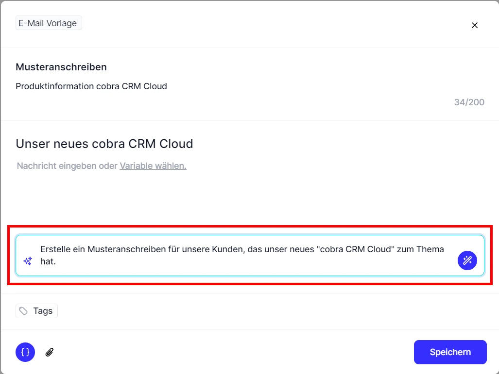 People E-Mail neue Vorlage Nachricht cobra AI
