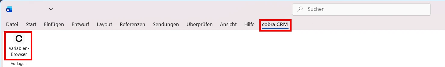 CRM Cloud Word Add-In Variablen Browser