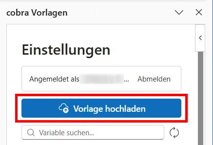 CRM Cloud Word Add-In Variablen Browser Vorlage hochladen